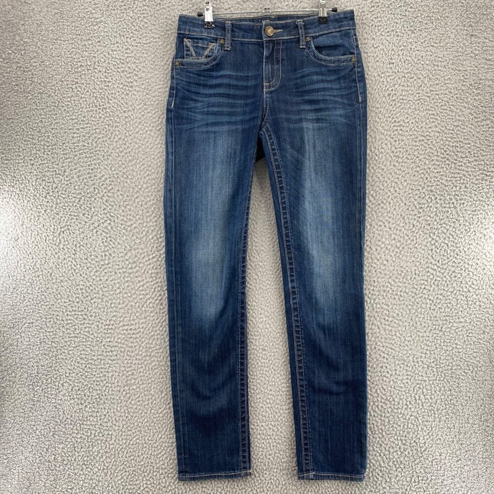 KUT From The Kloth Jeans Womens 2 Stevie Straight Blue Dark Wash Denim Stretch